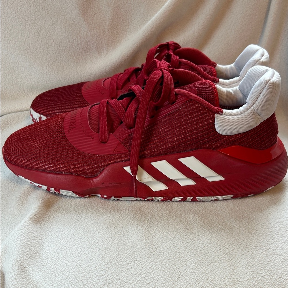 adidas Red Running Shoes with White Heel and Stripes